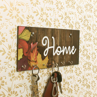 eCraftIndia Home Theme Wooden Key Holder with 7 Hooks