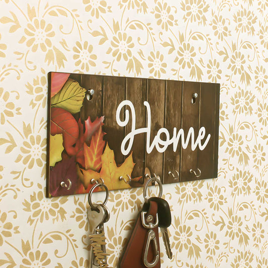 eCraftIndia Home Theme Wooden Key Holder with 7 Hooks